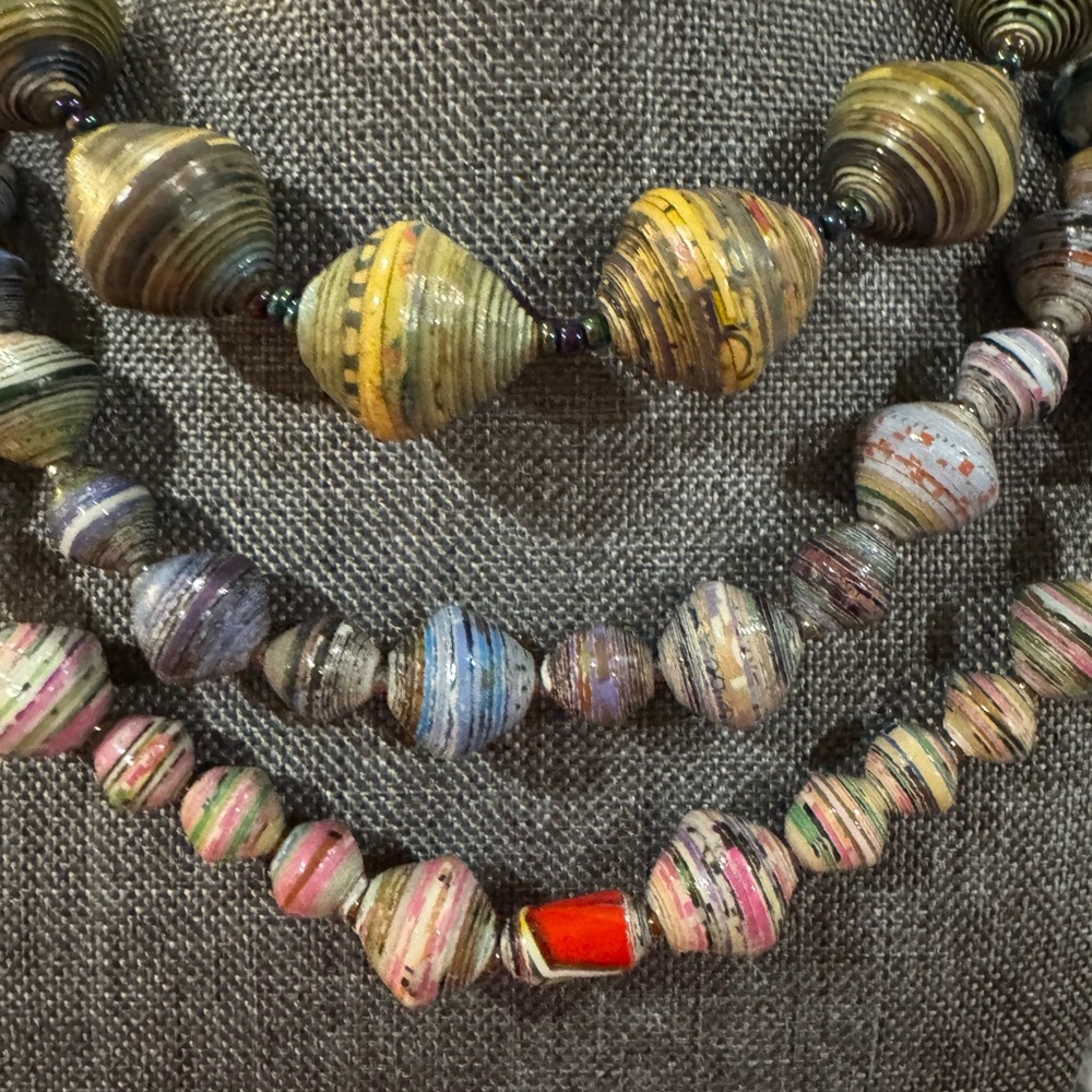 3 sizes of Handcrafted magazine Multicolor Beaded Necklace